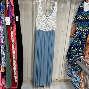 Pulse Lace Top Blue Maxi Dress M